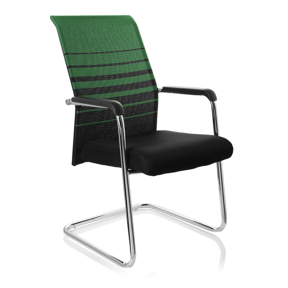 N° de l'image du produit 6 : Chaise de réunion / chaise-visiteur hjh OFFICE / FALCONE V tissu, noir/vert