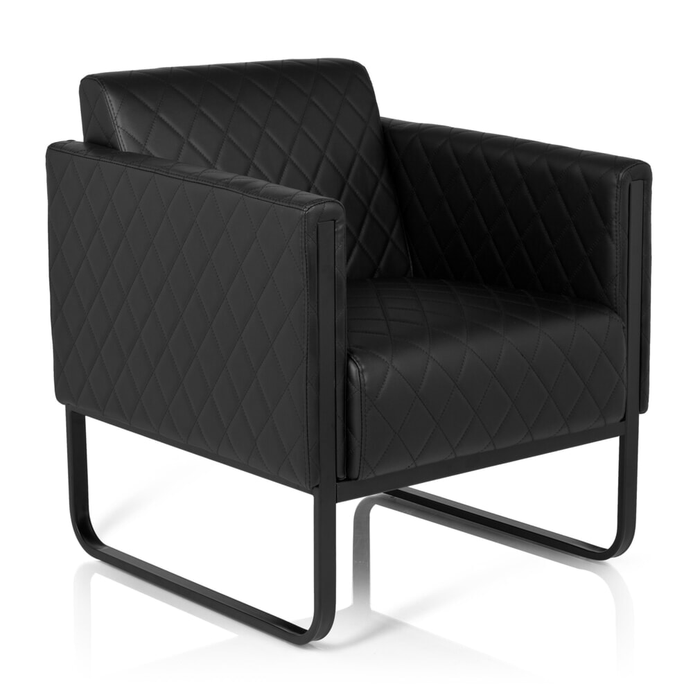 N° de l'image du produit 3 : Fauteuil lounge hjh OFFICE ARUBA BLACK piètement noir similicuir, 1 place, noir