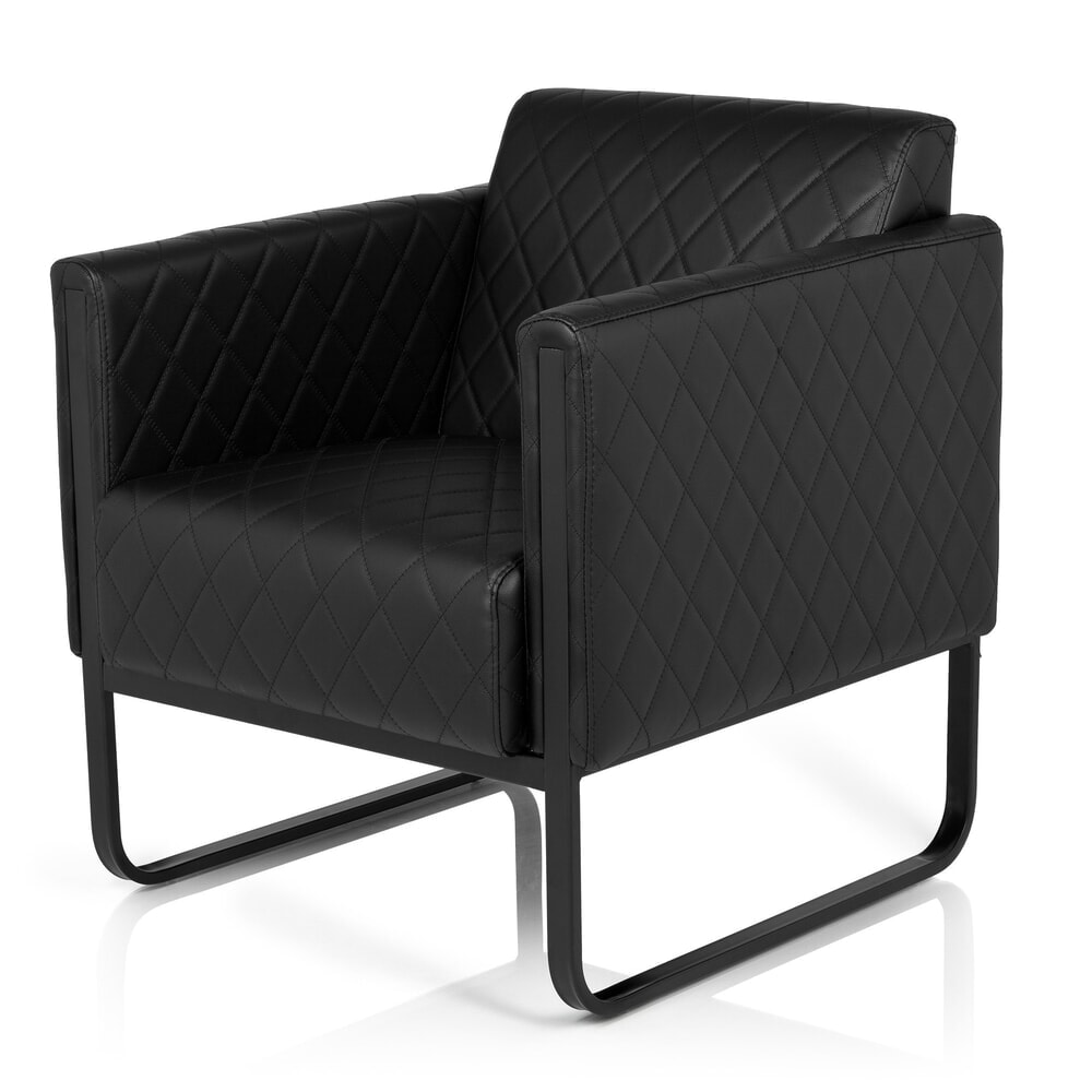 N° de l'image du produit 10 : Fauteuil lounge hjh OFFICE ARUBA BLACK piètement noir similicuir, 1 place, noir