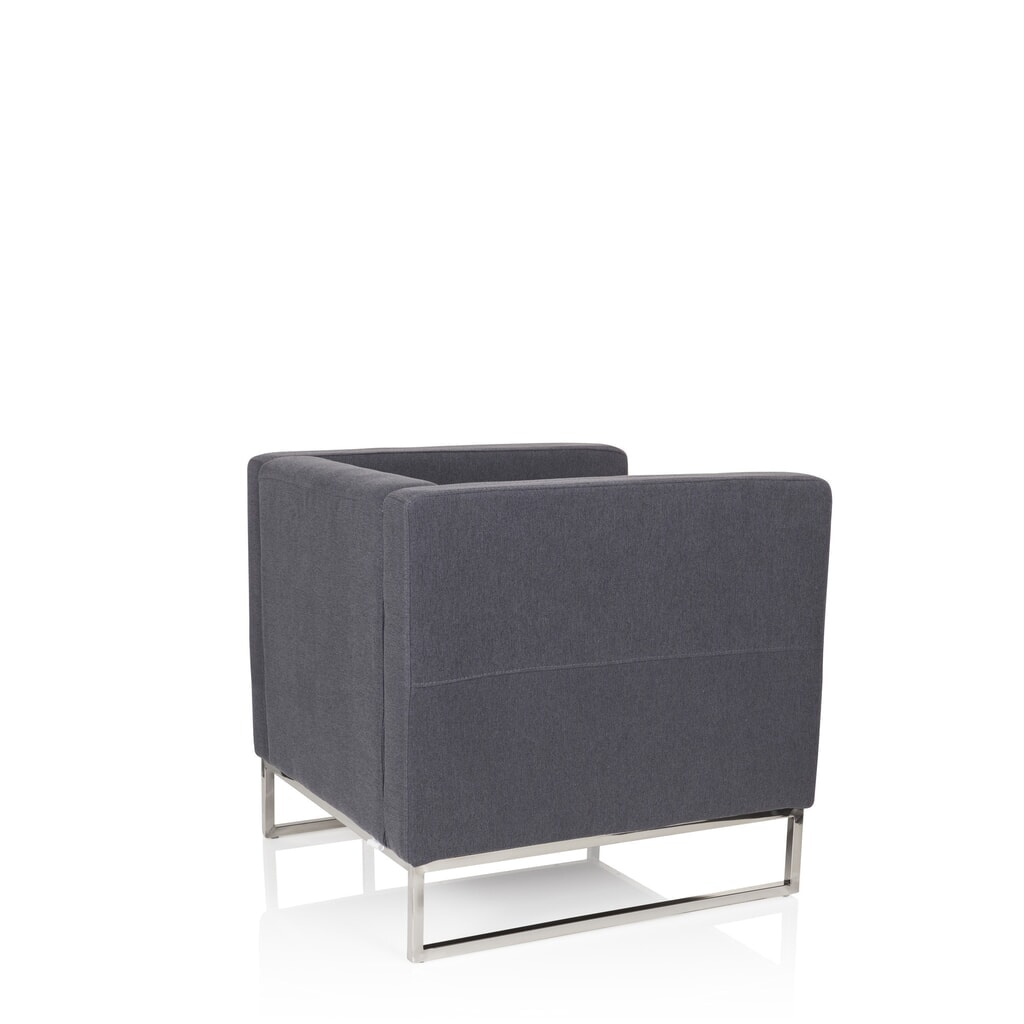 Fauteuil lounge hjh OFFICE BARBADOS structure acier inoxydable tissu, 1 place, gris foncé N° de l'image du produit 4 : Fauteuil lounge hjh OFFICE BARBADOS structure acier inoxydable tissu, 1 place, gris foncé