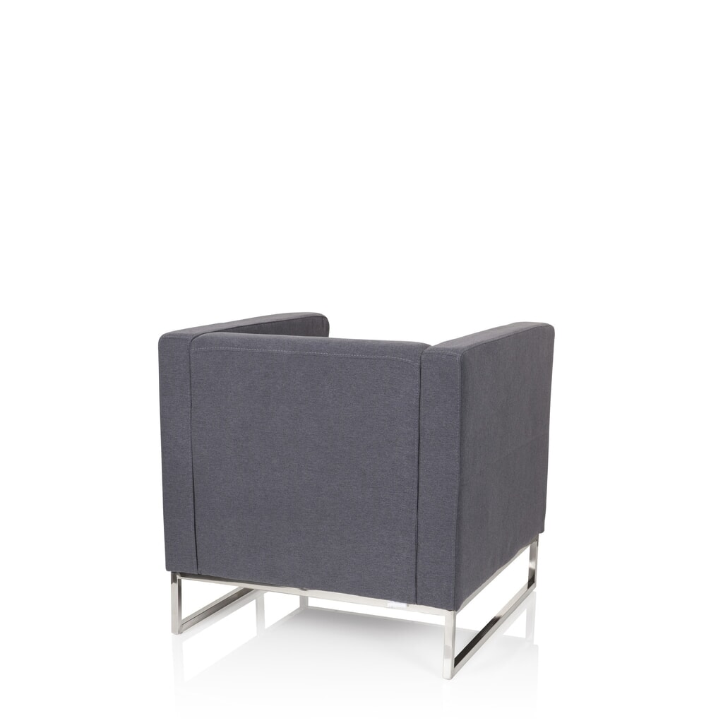 N° de l'image du produit 6 : Fauteuil lounge hjh OFFICE BARBADOS structure acier inoxydable tissu, 1 place, gris foncé
