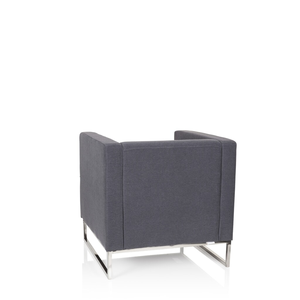 Fauteuil lounge hjh OFFICE BARBADOS structure acier inoxydable tissu, 1 place, gris foncé N° de l'image du produit 7 : Fauteuil lounge hjh OFFICE BARBADOS structure acier inoxydable tissu, 1 place, gris foncé