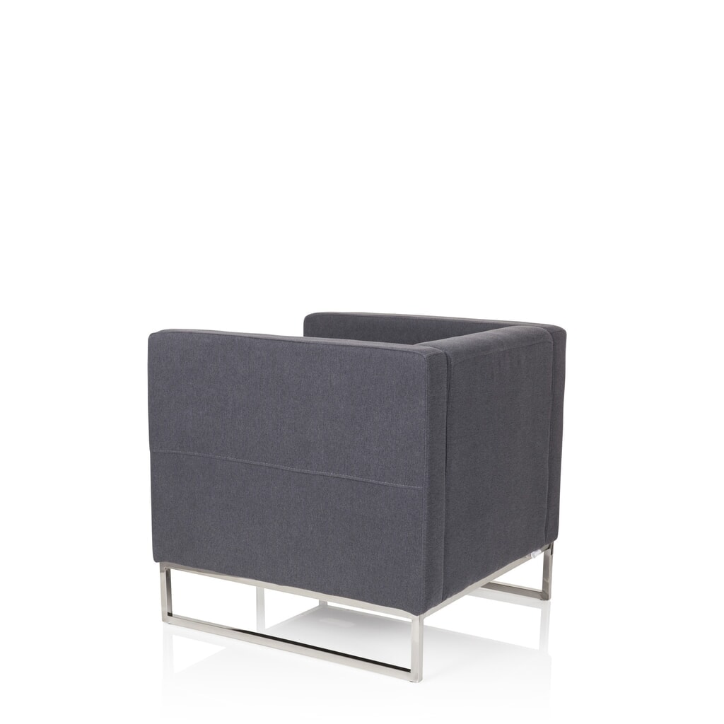 Fauteuil lounge hjh OFFICE BARBADOS structure acier inoxydable tissu, 1 place, gris foncé N° de l'image du produit 8 : Fauteuil lounge hjh OFFICE BARBADOS structure acier inoxydable tissu, 1 place, gris foncé
