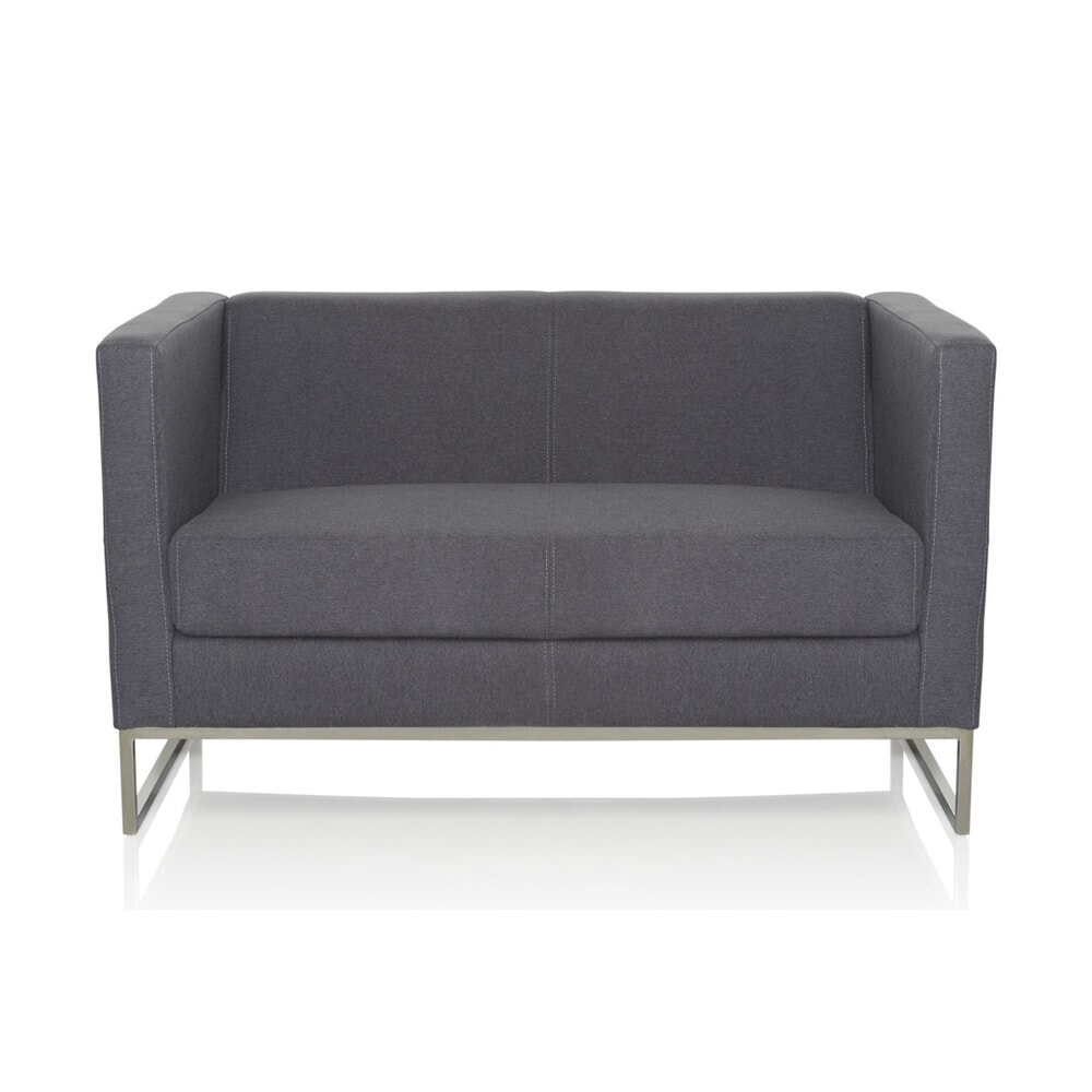 Illustration du produit: Canapé lounge hjh OFFICE BARBADOS structure acier inoxydable tissu, 2 places, gris foncé