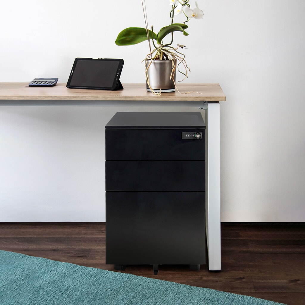 N° de l'image du produit 7 : Caisson à roulettes hjh OFFICE COLOR OS I métal, noir avec serrure à combinaison