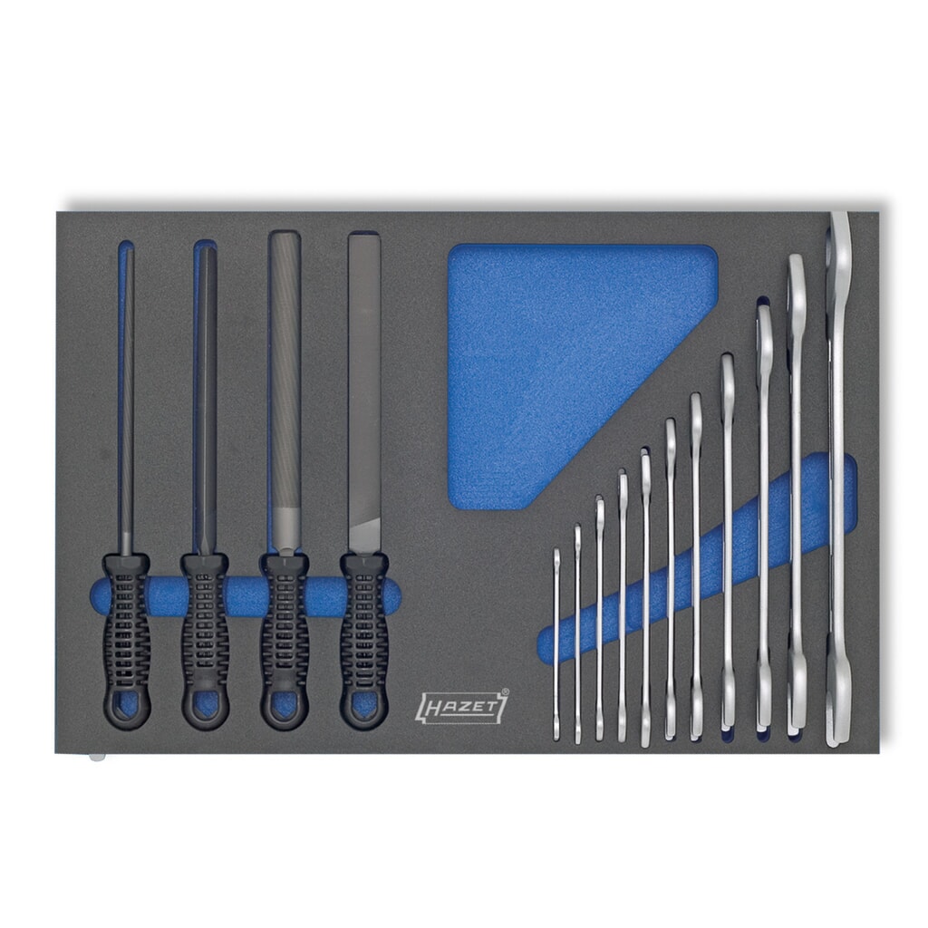 Jeu d’outils HAZET®, clés à fourche double + limes, 15 pièces Illustration du produit: Jeu d’outils HAZET®, clés à fourche double + limes, 15 pièces