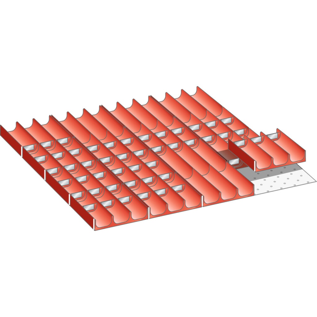 Illustration du produit: Jeu de compartiments creux LISTA 36x36E, (lxPxHF) 612x612x50 mm, 76 pièces
