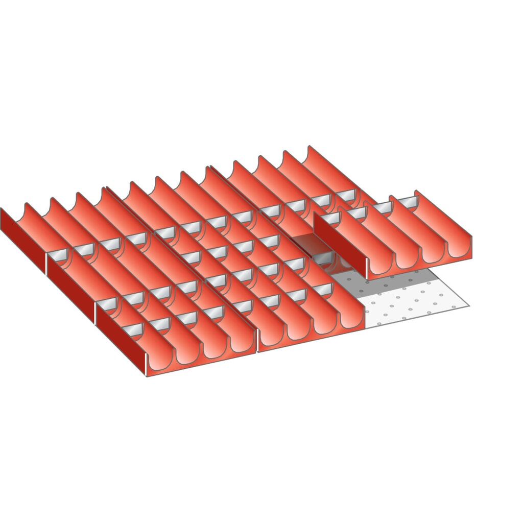 Jeu de godets LISTA 27x27E, (lxPxHF) 459x459x50 mm, 49 pièces Illustration du produit: Jeu de godets LISTA 27x27E, (lxPxHF) 459x459x50 mm, 49 pièces