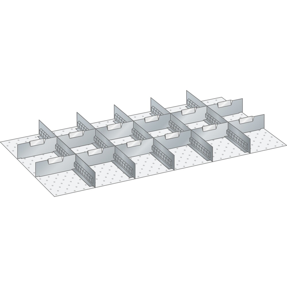 Illustration du produit: Jeu de parois à fentes et de plaquettes de séparation LISTA 54x27E, (lxP) 918x459 mm, 5 parois à fentes, 12 plaquettes de séparation, hauteur de façade 50 mm