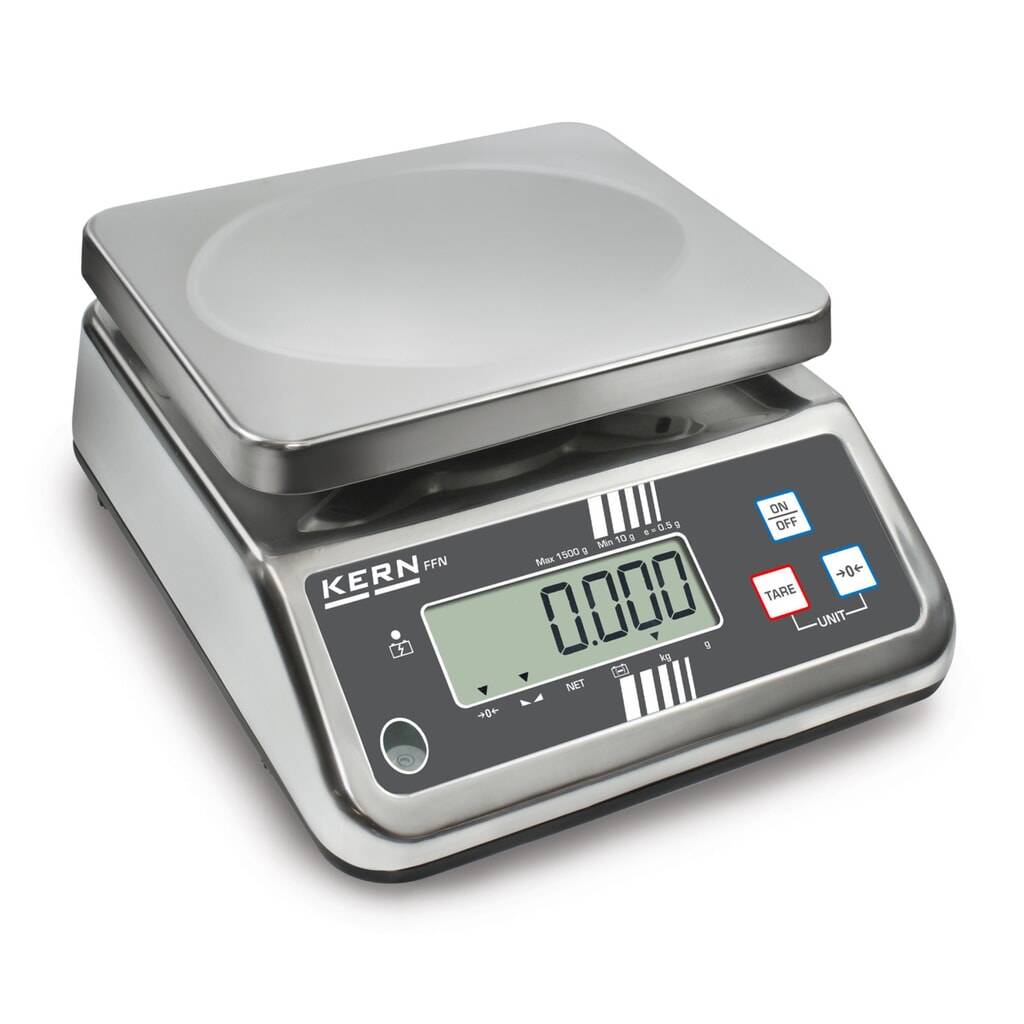 KERN Balance de comptoir en acier inoxydable FFN 3K0.5IPN, classe de protection IP 65, plage de pesée max. 3 kg N° de l'image du produit 1 : KERN Balance de comptoir en acier inoxydable FFN 3K0.5IPN, classe de protection IP 65, plage de pesée max. 3 kg