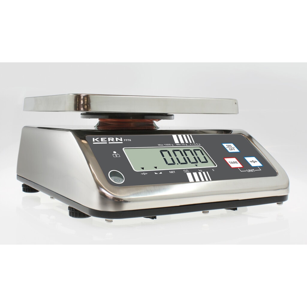N° de l'image du produit 2 : KERN Balance de comptoir en acier inoxydable FFN 3K0.5IPN, classe de protection IP 65, plage de pesée max. 3 kg