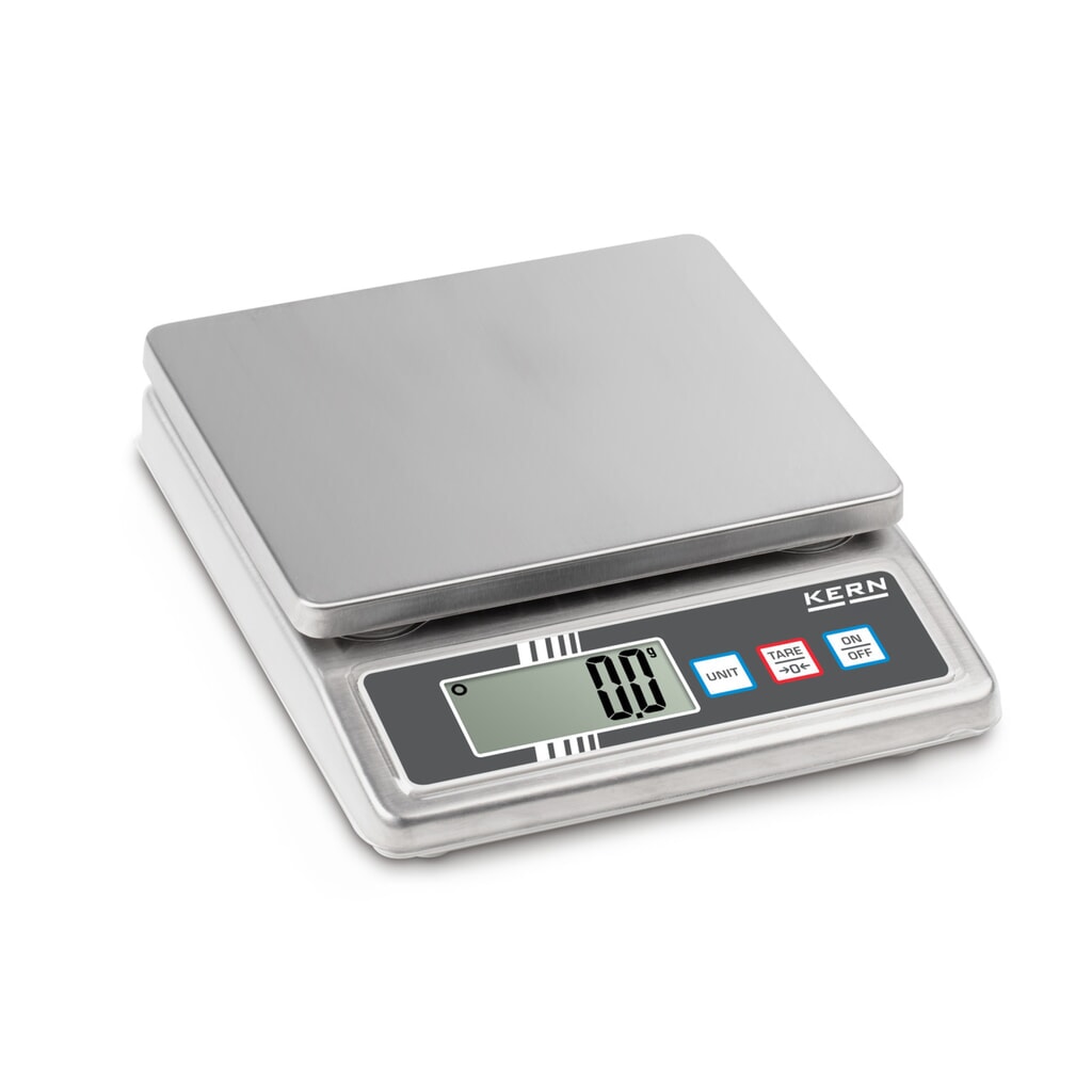 KERN Balance de comptoir en acier inoxydable FOB 5K-3NS, classe de protection IP 65, plage de pesée max. 5 kg Illustration du produit: KERN Balance de comptoir en acier inoxydable FOB 5K-3NS, classe de protection IP 65, plage de pesée max. 5 kg