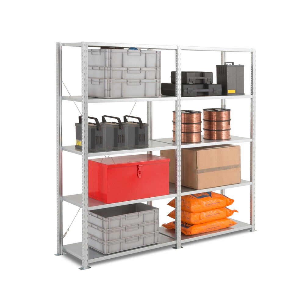 N° de l'image du produit 1 : ManOrga Rayonnage à tablettes en kit complet, charge par tablette 360 kg, HxlxP 2 000 x 2 043 x 610 mm
