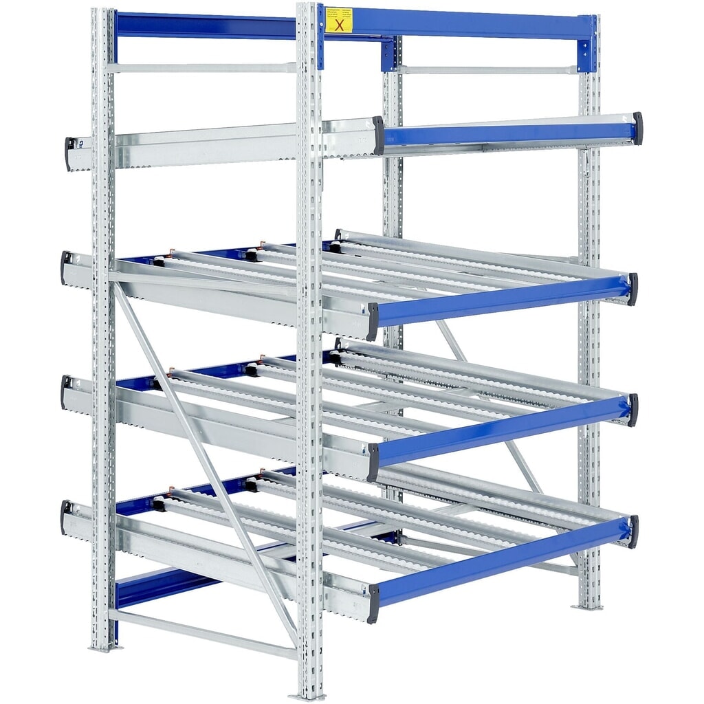Kit complet de rayonnages dynamiques pour marchandises Bito, HxlxP 2.000 x 1.470 x 1.300 mm, statique, niveaux d’avance droits Illustration du produit: Kit complet de rayonnages dynamiques pour marchandises Bito, HxlxP 2.000 x 1.470 x 1.300 mm, statique, niveaux d’avance droits
