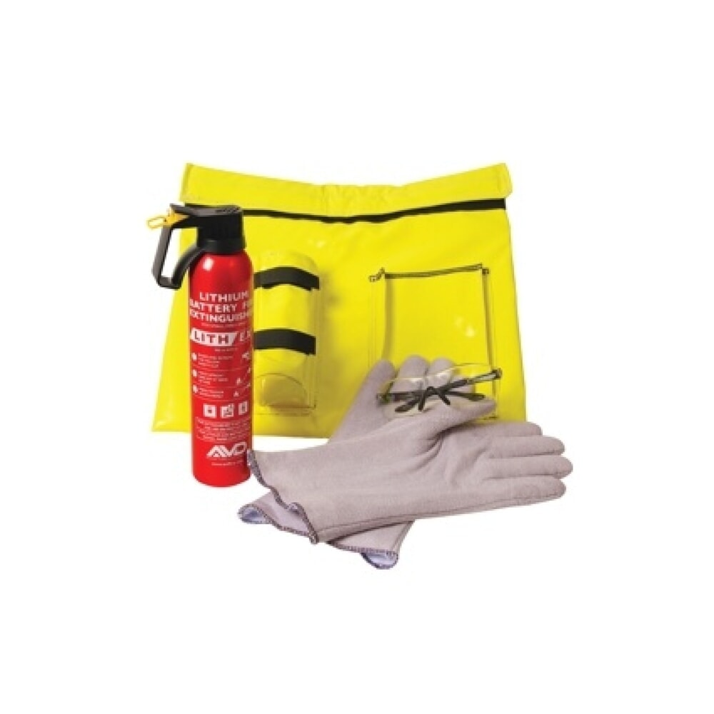 N° de l'image du produit 6 : Kit d'urgence avec sac de transport et d'extinction S RathoLith®, gants de sécurité, lunettes de protection et extincteur 0,5 l