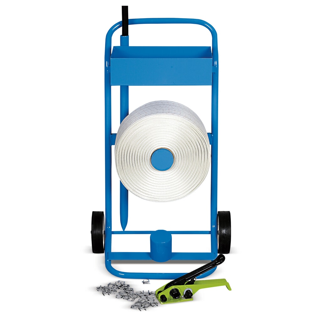 Kit de cerclage Komfort pour feuillard PET, pour largeur de feuillard 13 mm Illustration du produit: Kit de cerclage Komfort pour feuillard PET, pour largeur de feuillard 13 mm