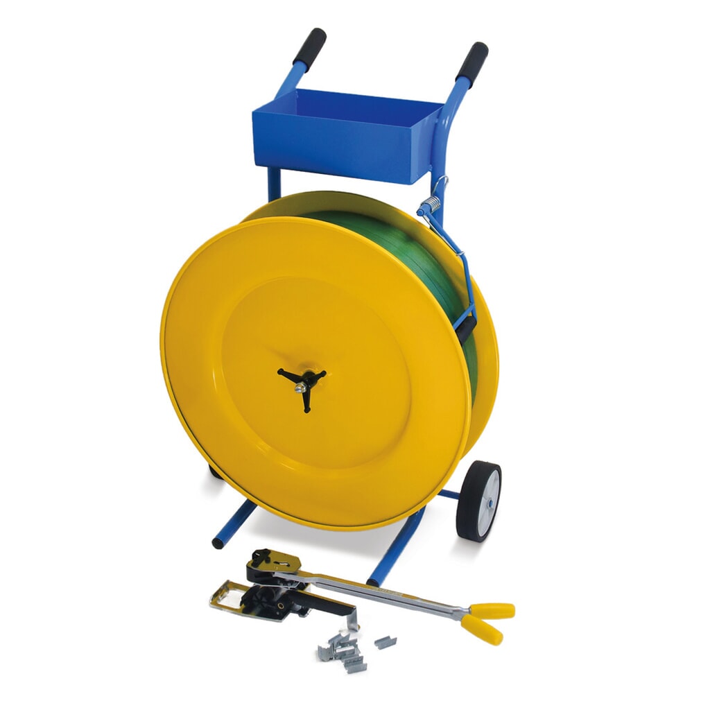 Kit de cerclage Standard pour feuillard en PET, utilisation fréquente, pour largeur de feuillard 13 mm Illustration du produit: Kit de cerclage Standard pour feuillard en PET, utilisation fréquente, pour largeur de feuillard 13 mm
