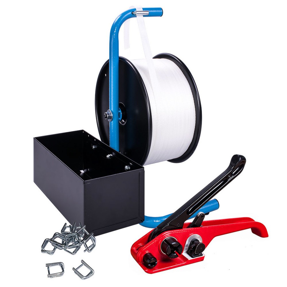 Illustration du produit: Kit débutant cerclage avec feuillard textile, feuillard structuré collé, largeur de bande 19 mm