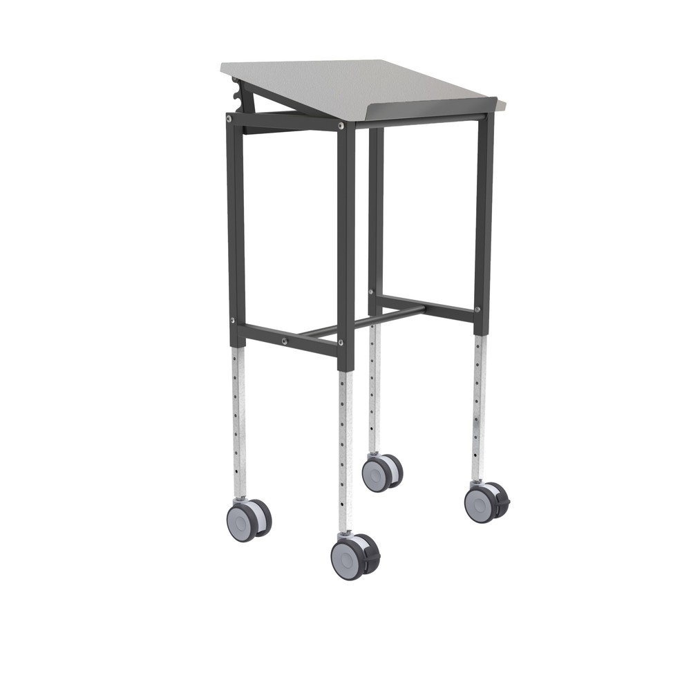 Illustration du produit: Pupitre roulant Kongamek avec 4 roues directrices, réglable en hauteur 720-1 100 mm, L × P 600 × 400 mm, capacité de charge 200 kg