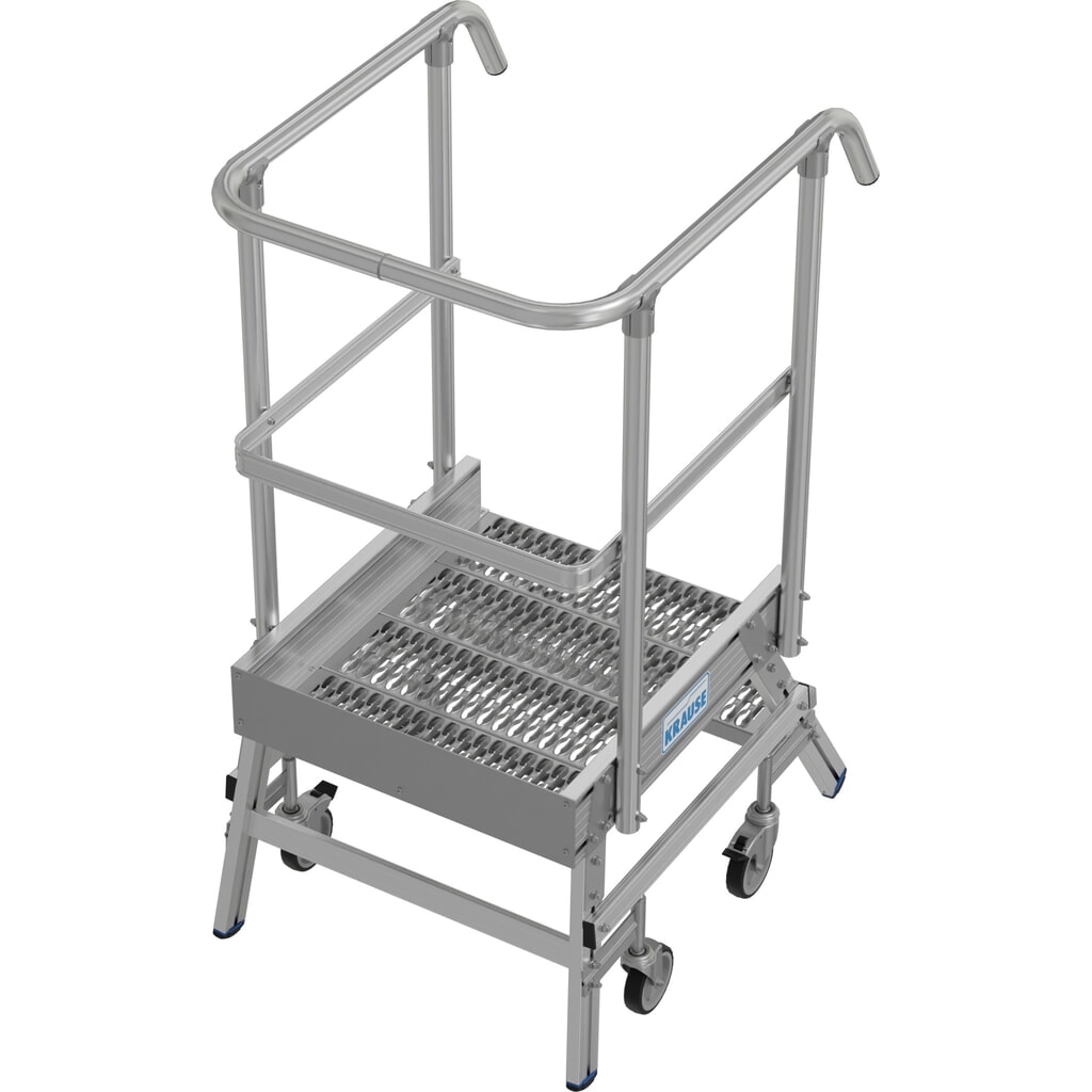 Échelle à plate-forme mobile KRAUSE® STABILO, accès unilatéral, grille de profil R13, 2 marches N° de l'image du produit 3 : Échelle à plate-forme mobile KRAUSE® STABILO, accès unilatéral, grille de profil R13, 2 marches