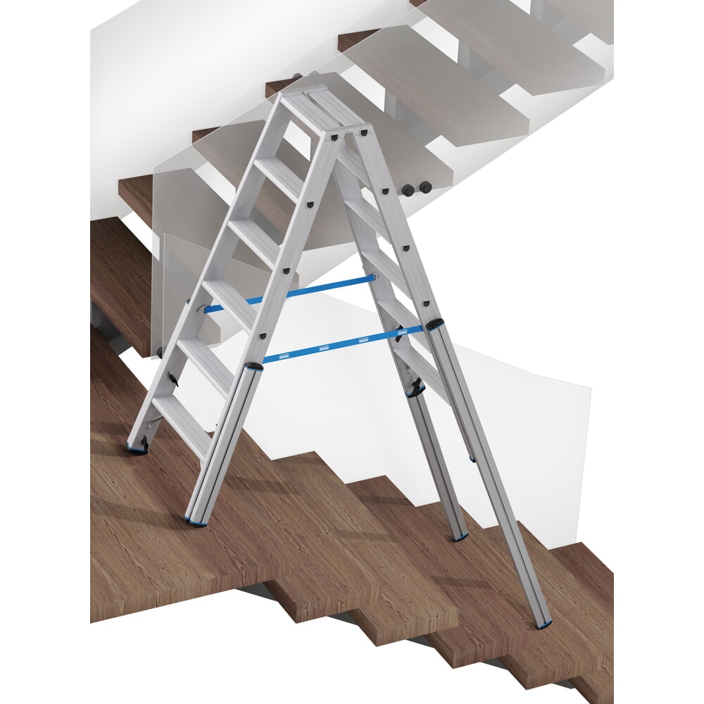 N° de l'image du produit 5 : Échelle télescopique KRAUSE® STABILO avec marches, accès double face, 2 x 6 marches