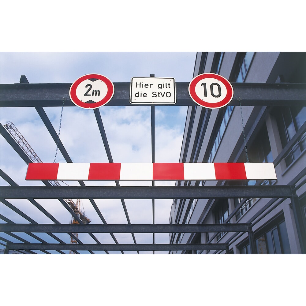 Illustration du produit: Limiteur de hauteur, aluminium, largeur 2 000 mm rouge/blanc