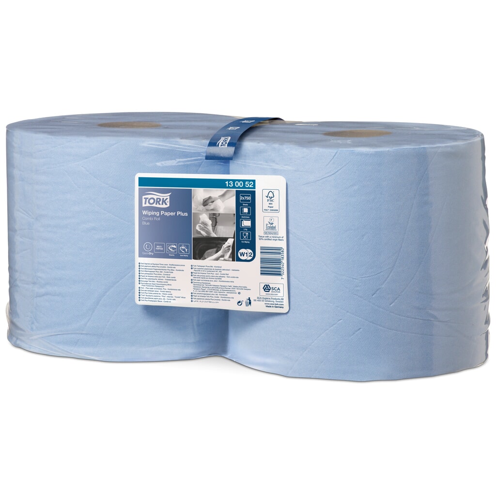 Illustration du produit: Lingettes TORK® Extra Stark, écolabel UE, Hxl 340 x 235 mm, 2 rouleaux, bleu