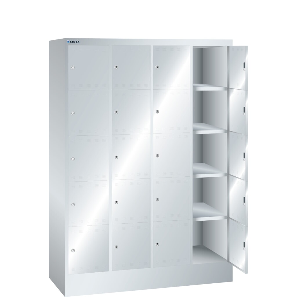 LISTA Armoire à casiers, (lxPxH) 1 200x500x1 695 mm, 4x5 casiers, serrure à cylindre Illustration du produit: LISTA Armoire à casiers, (lxPxH) 1 200x500x1 695 mm, 4x5 casiers, serrure à cylindre