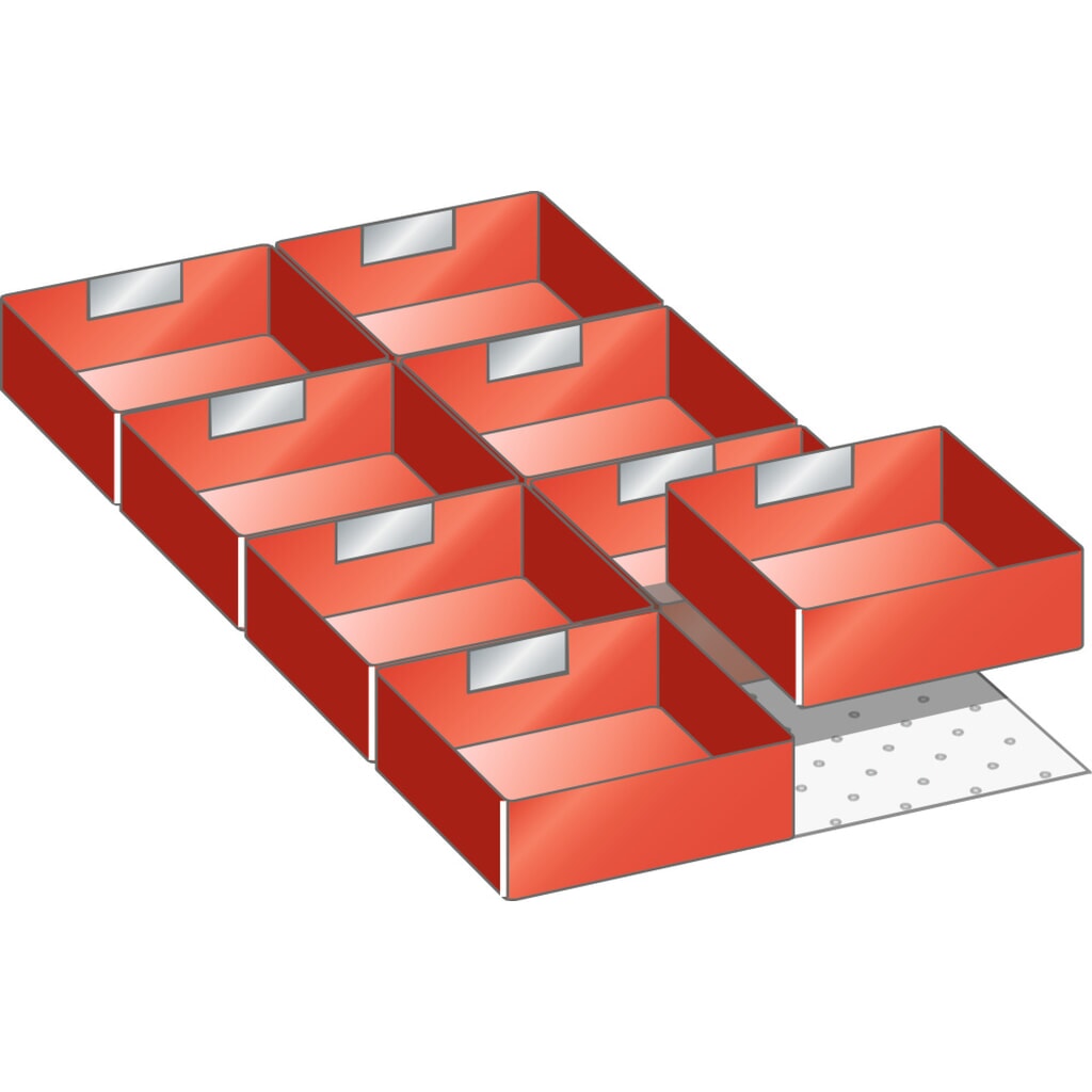 Jeu de bacs en plastique LISTA 18x36E, (lxP) 306x612 mm, 8 pièces, hauteur de façade 50 mm Illustration du produit: Jeu de bacs en plastique LISTA 18x36E, (lxP) 306x612 mm, 8 pièces, hauteur de façade 50 mm