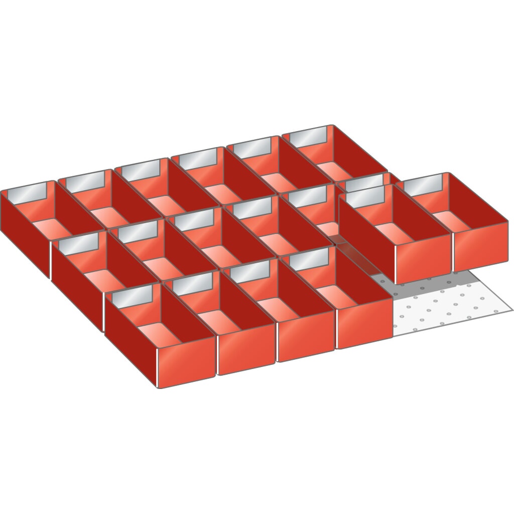 Illustration du produit: Jeu de bacs en plastique LISTA 27x27E, (lxP) 459x459 mm, 18 pièces, hauteur de façade 50 mm