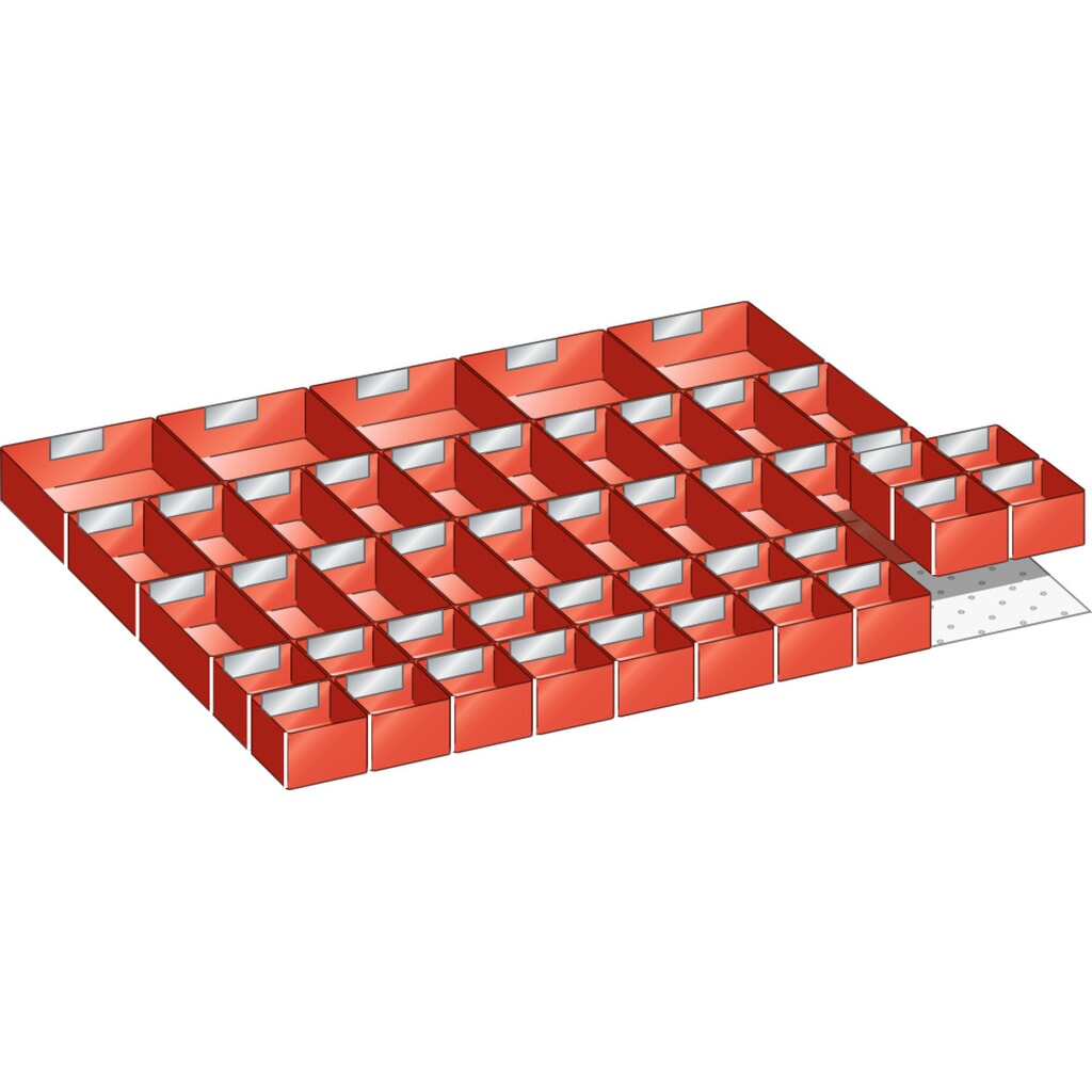 Jeu de bacs en plastique LISTA 45x36E, (lxP) 765x612 mm, 45 pièces, hauteur de façade 50 mm Illustration du produit: Jeu de bacs en plastique LISTA 45x36E, (lxP) 765x612 mm, 45 pièces, hauteur de façade 50 mm