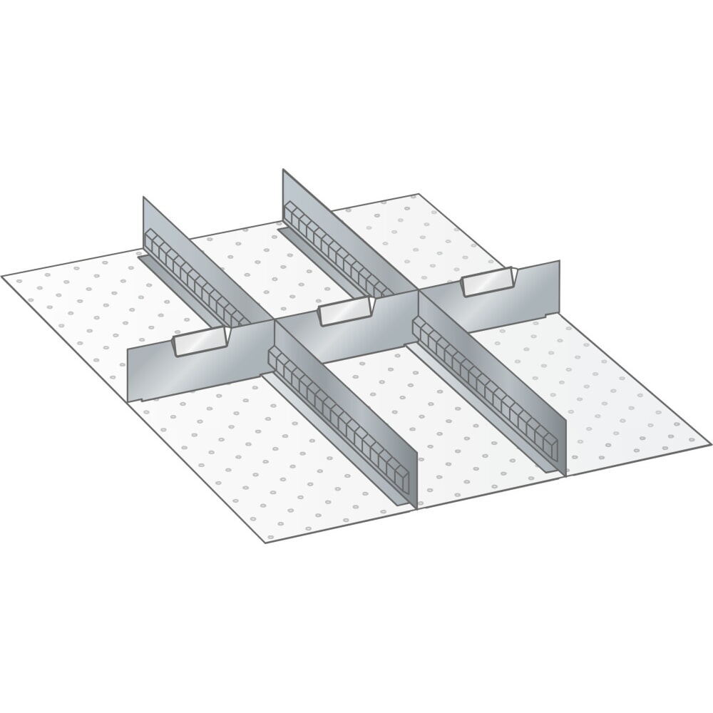 Illustration du produit: Jeu de parois à fentes et de plaquettes de séparation LISTA 27x36E, (lxP) 459x612 mm, 2 parois à fentes, 3 plaquettes de séparation, hauteur de façade 75 mm