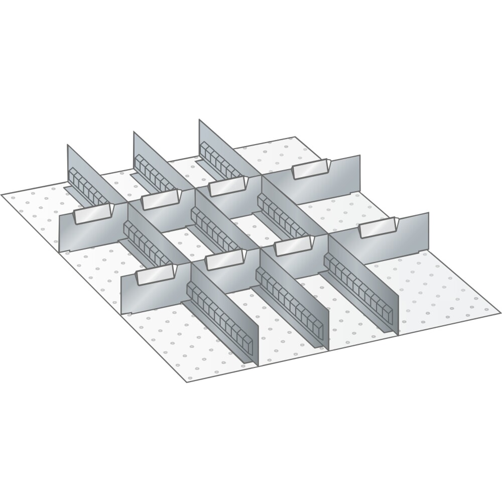 Illustration du produit: Jeu de parois à fentes et de plaquettes de séparation LISTA 27x36E, (lxP) 459x612 mm, 3 parois à fentes, 8 plaquettes de séparation, hauteur de façade 50 mm