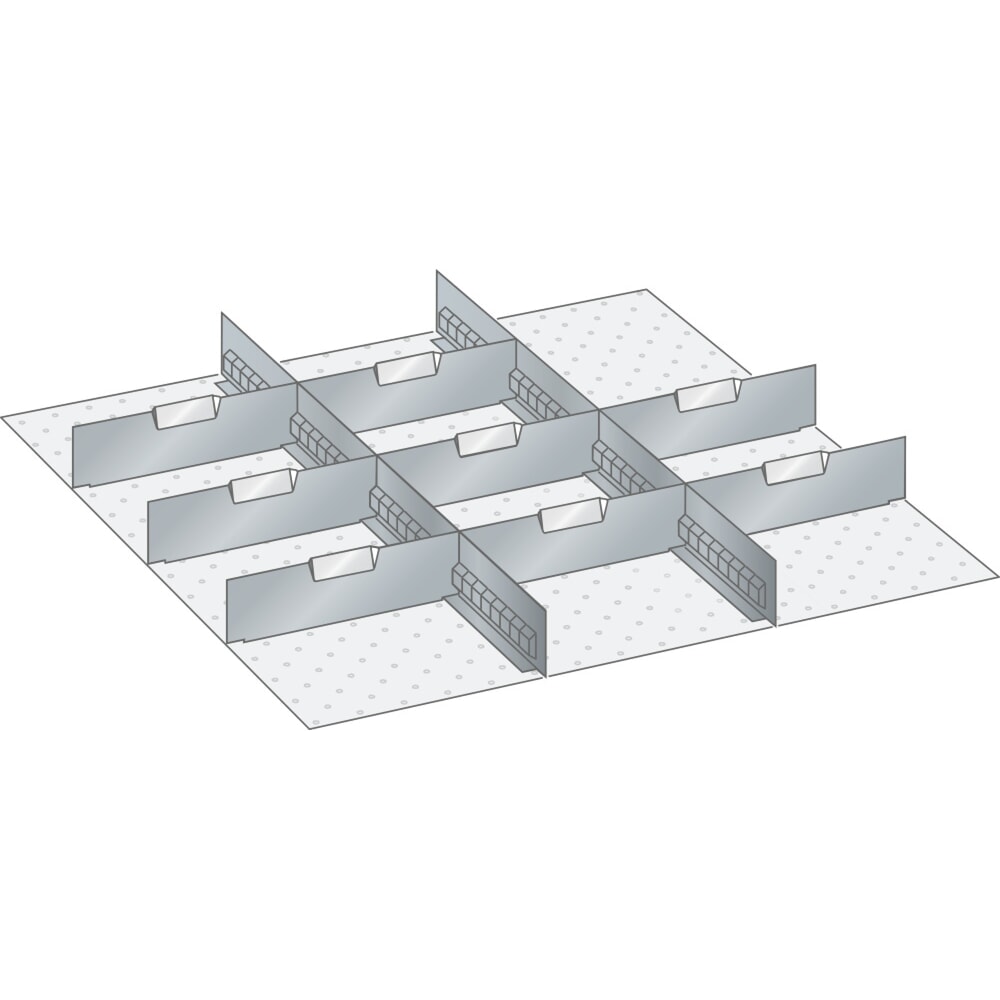 Illustration du produit: Jeu de parois à fentes et de plaquettes de séparation LISTA 36x36E, (lxP) 612x612 mm, 2 parois à fentes, 8 plaquettes de séparation, hauteur de façade 75 mm