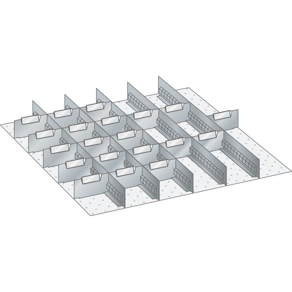 Illustration du produit: Jeu de parois à fentes et de plaquettes de séparation LISTA 36x36E, (lxP) 612x612 mm, 5 parois à fentes, 20 plaquettes de séparation, hauteur de façade 50 mm