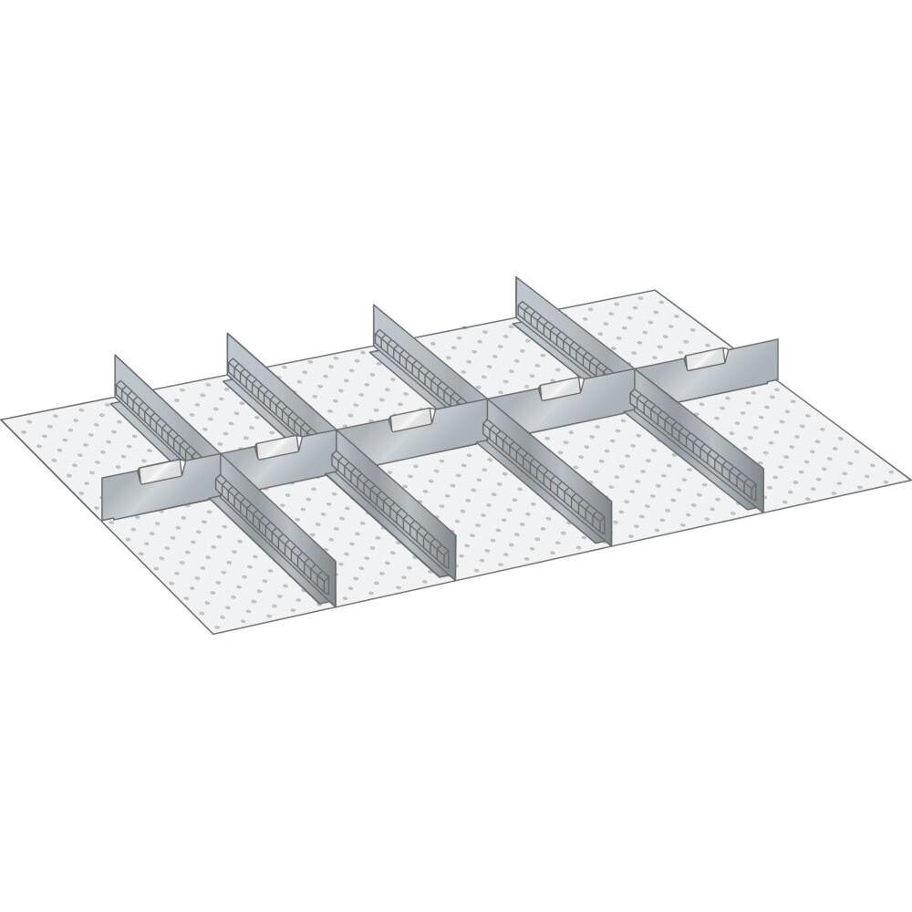 Illustration du produit: Jeu de parois à fentes et de plaquettes de séparation LISTA 54x36E, (lxP) 918x612 mm, 4 parois à fentes, 5 plaquettes de séparation, hauteur de façade 75 mm