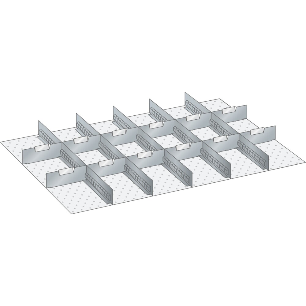 Illustration du produit: Jeu de parois à fentes et de plaquettes de séparation LISTA 54x36E, (lxP) 918x612 mm, 5 parois à fentes, 12 plaquettes de séparation, hauteur de façade 250 mm