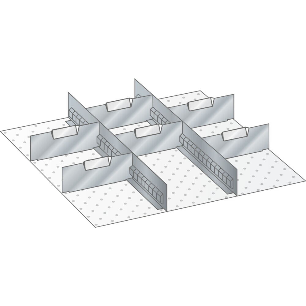 Illustration du produit: Jeu de parois à fentes et de plaquettes de séparation LISTA, (lxP) 459x510 mm, 2 parois à fentes, 6 plaquettes de séparation, hauteur de façade 75 mm