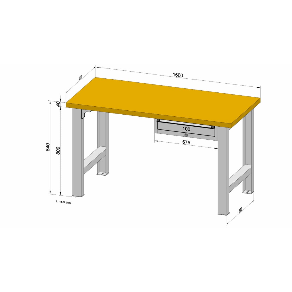 LOKOMA Établi avec 1 tiroir, capacité de charge de 400 kg, HxlxP 840 x 1 500 x 700 mm N° de l'image du produit 1 : LOKOMA Établi avec 1 tiroir, capacité de charge de 400 kg, HxlxP 840 x 1 500 x 700 mm
