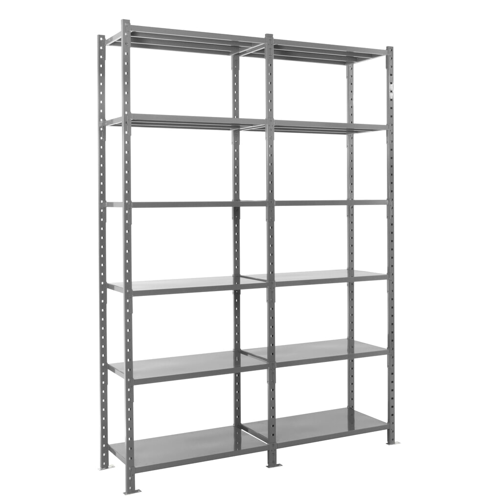 ManOrga Rayonnage à tablettes gris graphite avec tablettes en tôle d’acier, charge par tablette 500 kg, HxlxP 3 000 x 1 050 x 510 mm N° de l'image du produit 2 : ManOrga Rayonnage à tablettes gris graphite avec tablettes en tôle d’acier, charge par tablette 500 kg, HxlxP 3 000 x 1 050 x 510 mm