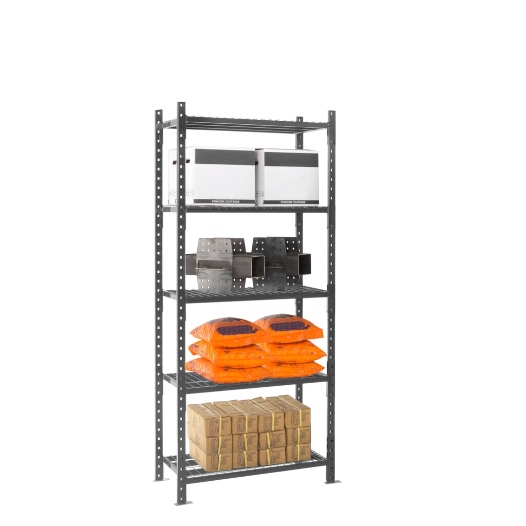 ManOrga Rayonnage à tablettes gris graphite avec tablettes en tôle d’acier, charge par tablette 500 kg, HxlxP 2 000 x 1 050 x 510 mm N° de l'image du produit 9 : ManOrga Rayonnage à tablettes gris graphite avec tablettes en tôle d’acier, charge par tablette 500 kg, HxlxP 2 000 x 1 050 x 510 mm