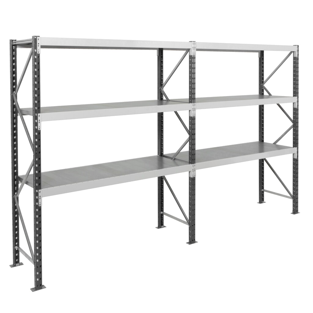 N° de l'image du produit 5 : Rayonnage grande portée ManOrga, avec panneaux en acier, module de base, charge par tablette 880 kg, H x l x P 2 500 x 1 800 x 600 mm