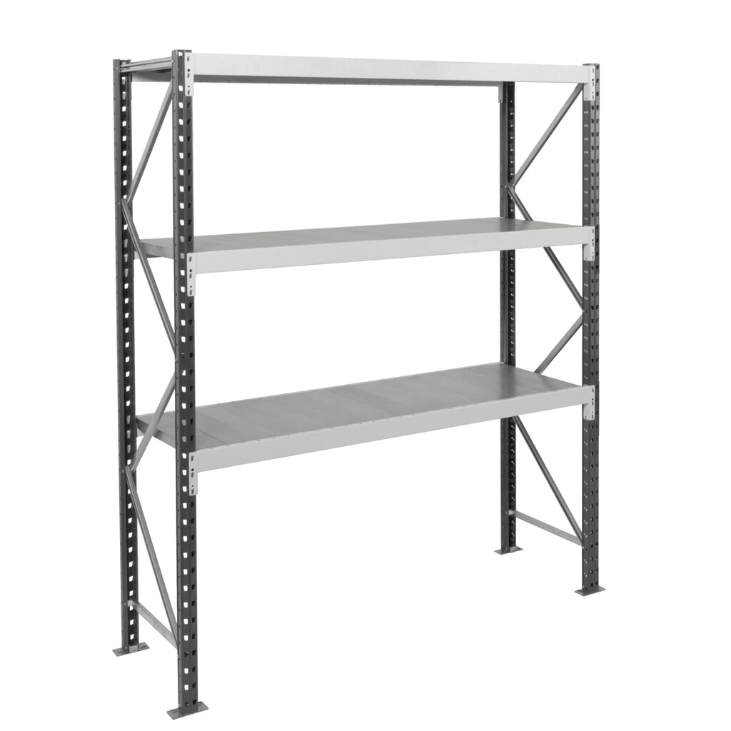 N° de l'image du produit 8 : Rayonnage grande portée ManOrga, avec panneaux en acier, module de base, charge par tablette 880 kg, H x l x P 2 500 x 1 800 x 600 mm