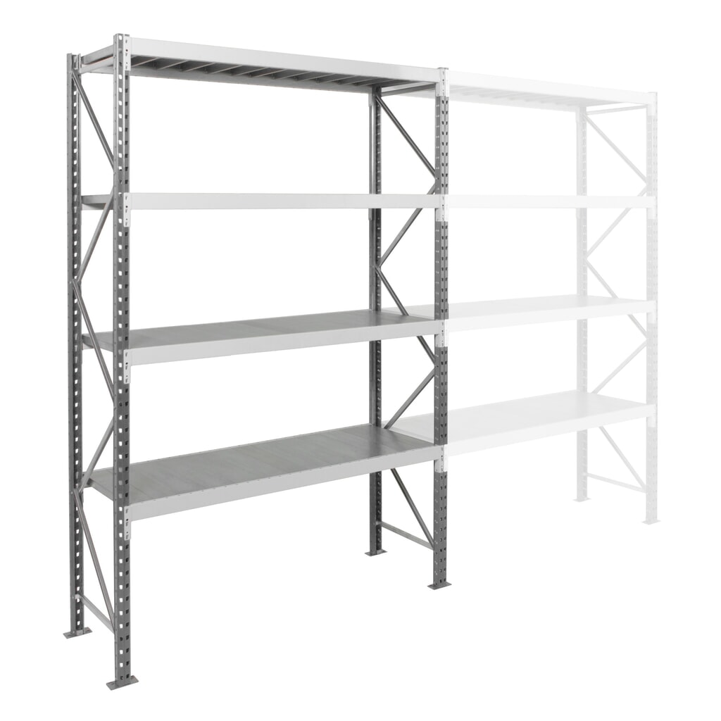 Rayonnage grande portée ManOrga, avec panneaux en acier, module de base, charge par tablette 880 kg, H x l x P 3 000 x 1 800 x 600 mm N° de l'image du produit 2 : Rayonnage grande portée ManOrga, avec panneaux en acier, module de base, charge par tablette 880 kg, H x l x P 3 000 x 1 800 x 600 mm