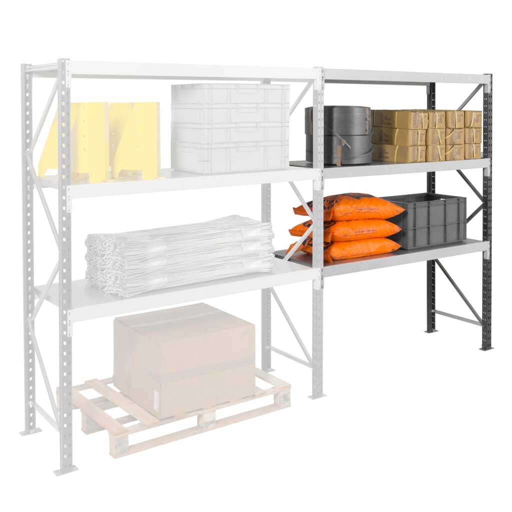 Rayonnage grande portée ManOrga, avec panneaux en acier, TA, capacité de charge 880 kg, H x l x P 2 500 x 1 800 x 600 mm N° de l'image du produit 8 : Rayonnage grande portée ManOrga, avec panneaux en acier, TA, capacité de charge 880 kg, H x l x P 2 500 x 1 800 x 600 mm