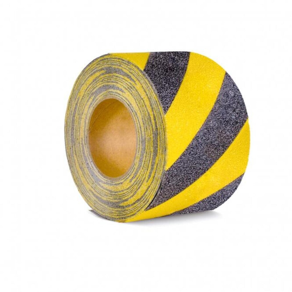 Illustration du produit: Revêtement antidérapant m2™, marquage de signalisation, rouleau, largeur 100 mm, noir-jaune