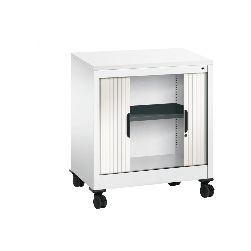 Meuble à volet roulant transversal C+P, 1 1/2 hauteur de classeur, largeur 800 mm, blanc pur, Blanc N° de l'image du produit 4 : Meuble à volet roulant transversal C+P, 1 1/2 hauteur de classeur, largeur 800 mm, blanc pur, Blanc