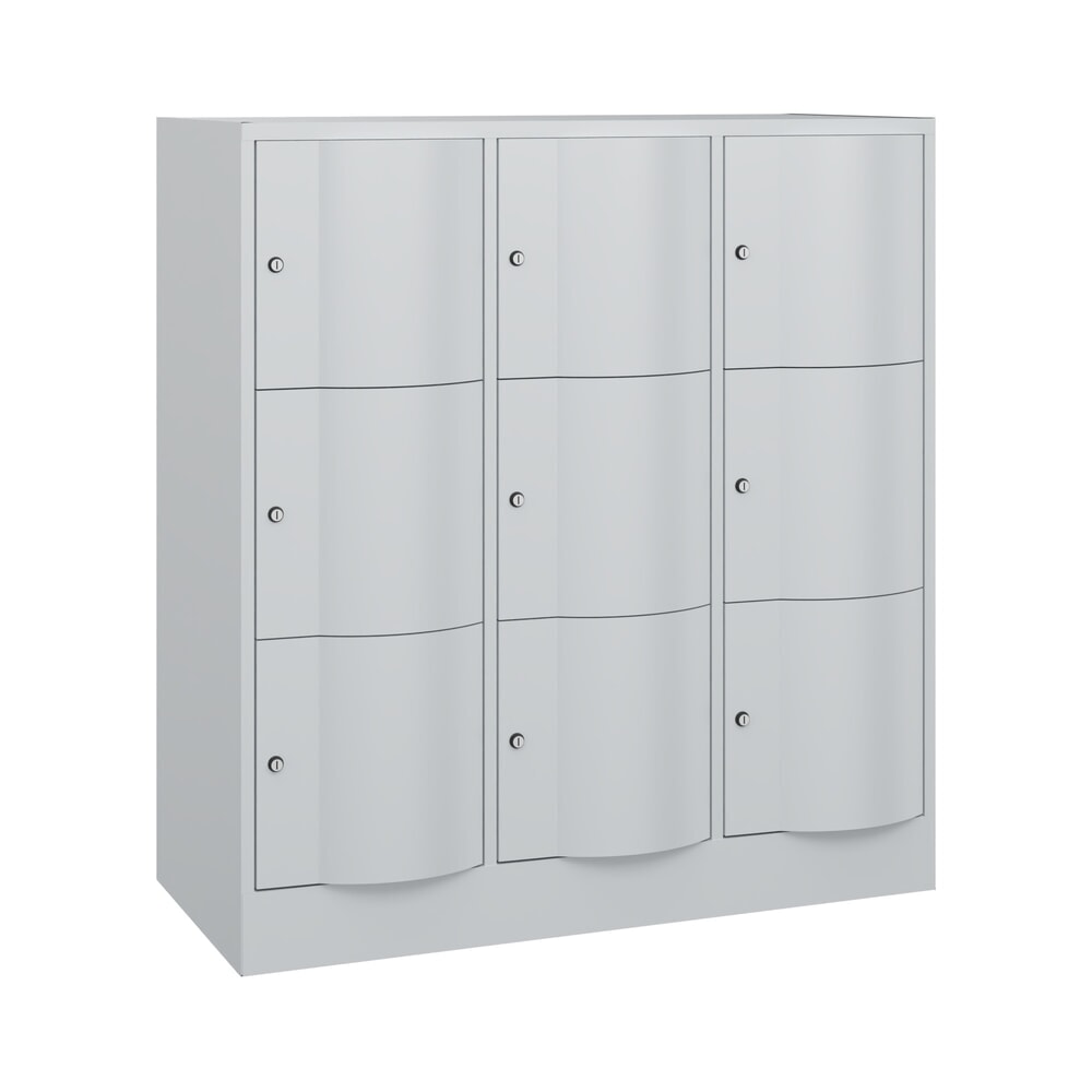 Illustration du produit: Meuble coffre-fort C+P avec portes « anti-vandalisme », 3 x 3 compartiments, H x l x P 1 225 x 1 150 x 540 mm, gris clair, gris clair