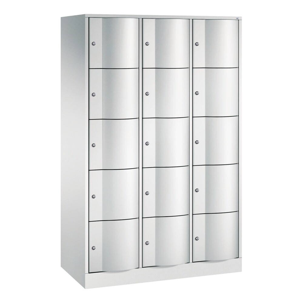 Illustration du produit: Meuble coffre-fort C+P avec portes « anti-vandalisme », 3 x 5 compartiments, H x l x P 1 950 x 1 150 x 540 mm, gris clair, gris clair