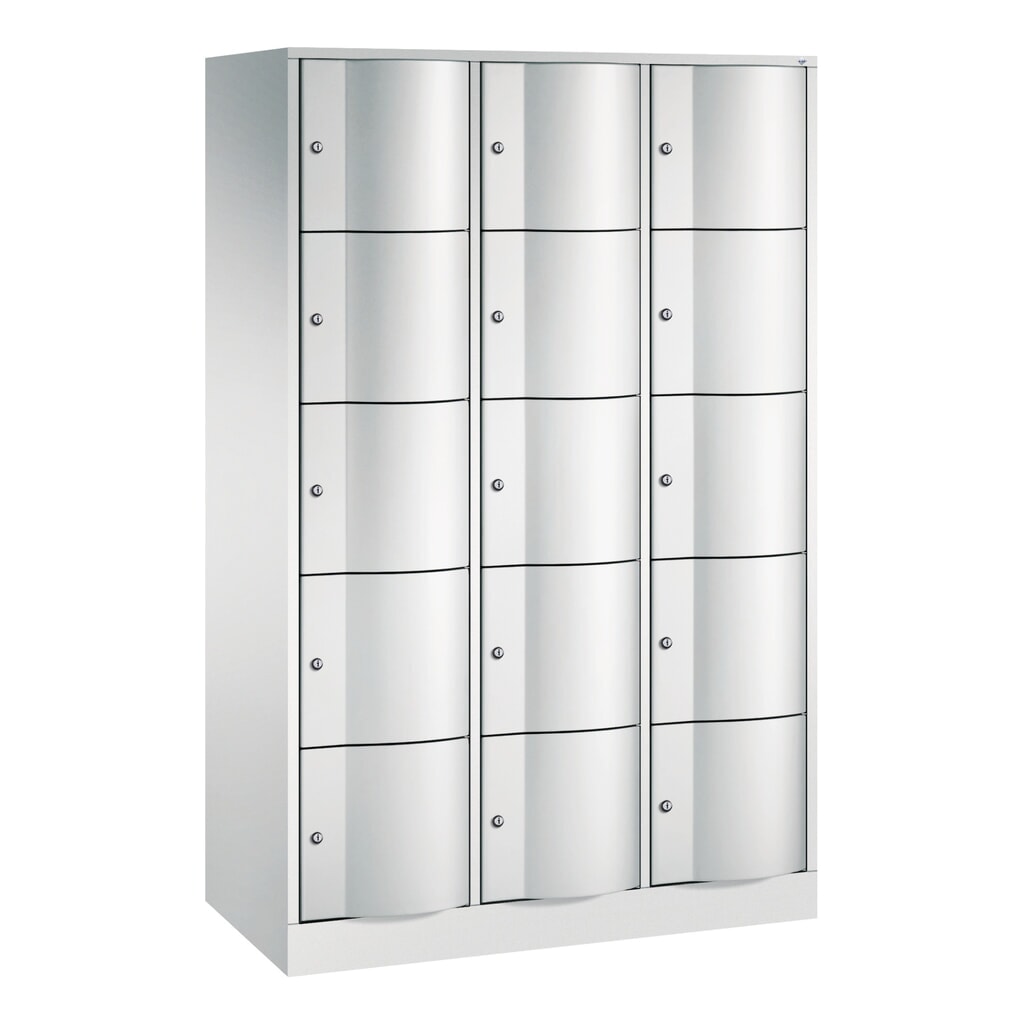 Meuble coffre-fort C+P avec portes « anti-vandalisme », 3 x 5 compartiments, H x l x P 1 950 x 1 150 x 540 mm, gris clair, gris clair Illustration du produit: Meuble coffre-fort C+P avec portes « anti-vandalisme », 3 x 5 compartiments, H x l x P 1 950 x 1 150 x 540 mm, gris clair, gris clair